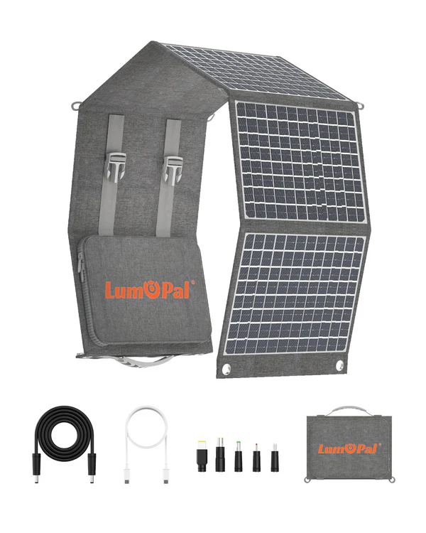 LUMOPAL 60W Foldable Portable Waterproof Solar Panel, Black-1