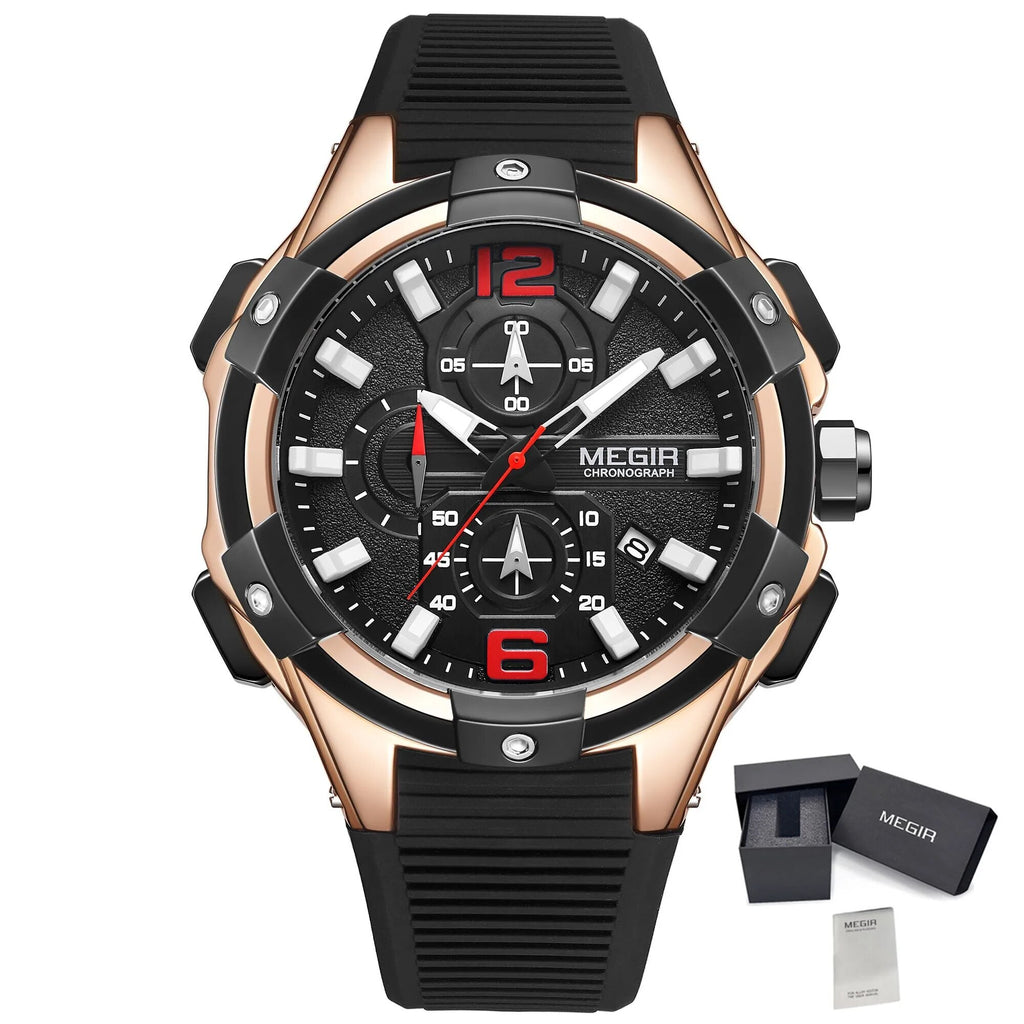 MEGIR Men's Chronograph Original Top Luxury Sports Military Watches for Men Date Luminous Wristwatches Clock Relogio Masculino