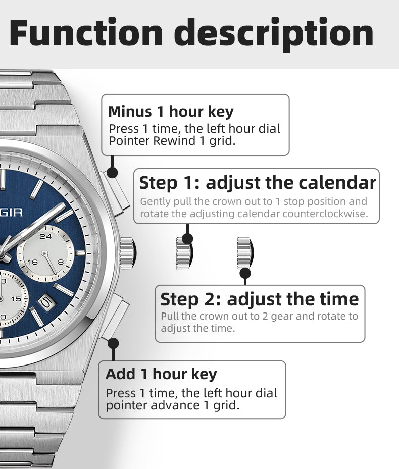 MEGIR Men's Business Watches Original Analogue Quartz Wrist Watch Luminous 5ATM Waterproof Steel Large Dial Clock Reloj Hombre