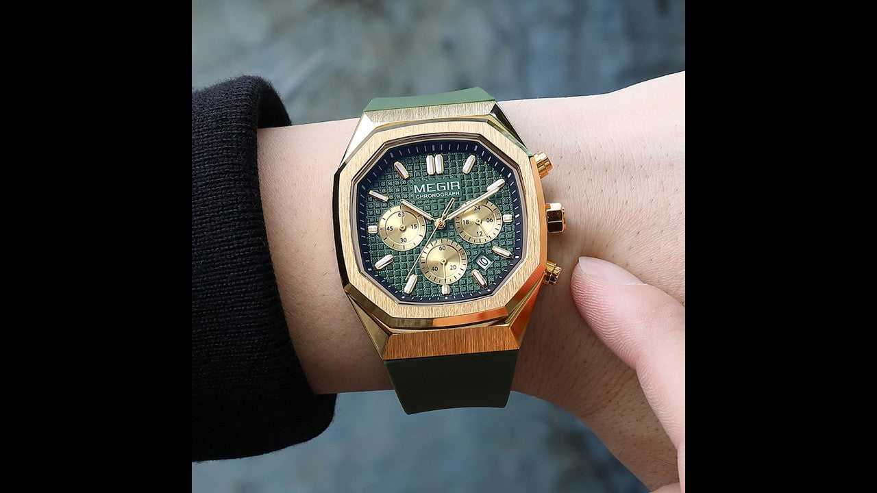 MEGIR Fashion Sport Military Watches for Men Luxury Quartz Wristwatch Silicone Strap Waterproof Date Clock 24-hour Reloj Hombre 2215