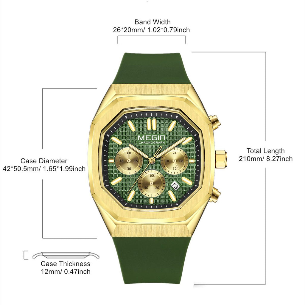 MEGIR Fashion Sport Military Watches for Men Luxury Quartz Wristwatch Silicone Strap Waterproof Date Clock 24-hour Reloj Hombre 2215