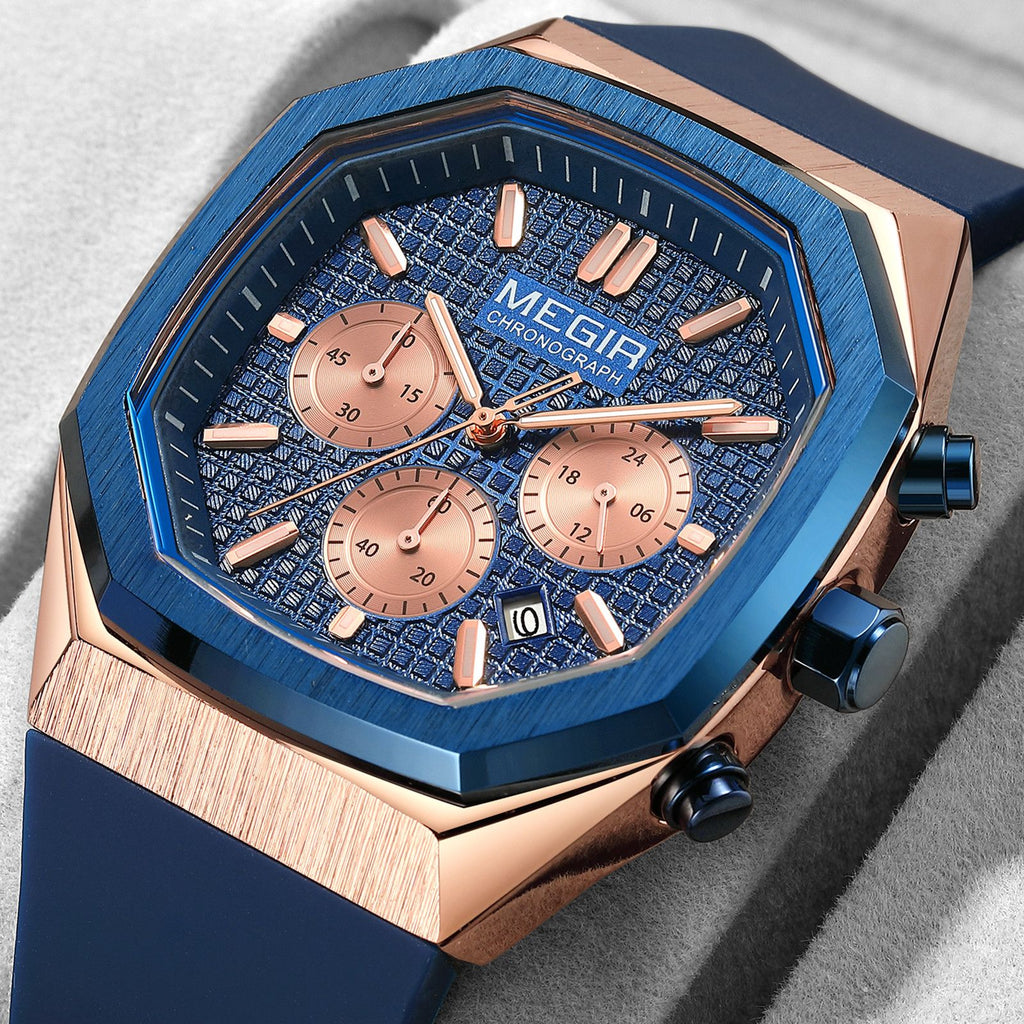 MEGIR Fashion Sport Military Watches for Men Luxury Quartz Wristwatch Silicone Strap Waterproof Date Clock 24-hour Reloj Hombre 2215