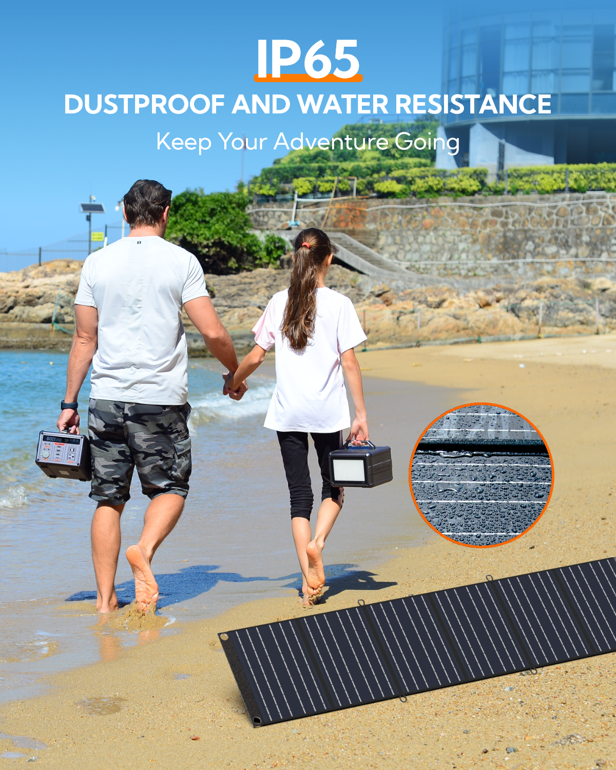 LUMOPAL 60W Foldable Portable Waterproof Solar Panel, Black-2