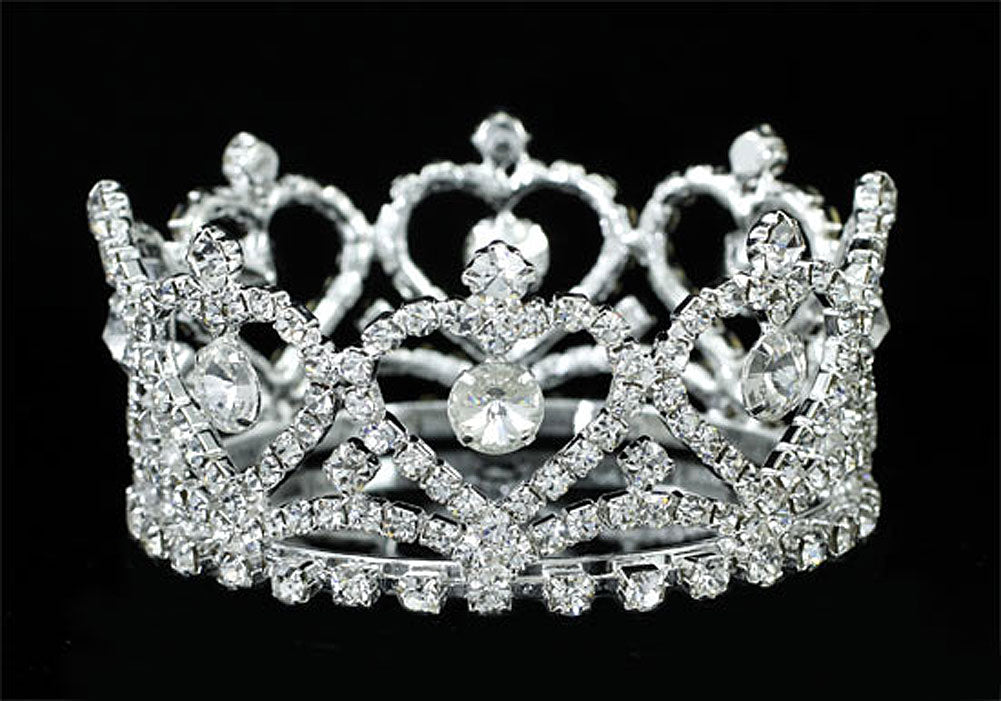 Flower Girl / Baby Crystal Full Circle Round Heart Mini Crown Tiara XT1761