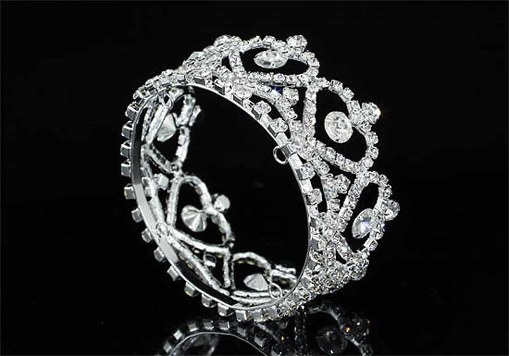 Flower Girl / Baby Crystal Full Circle Round Heart Mini Crown Tiara XT1761