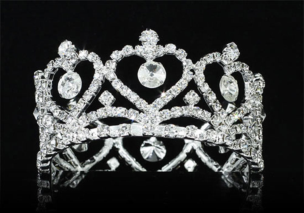 Flower Girl / Baby Crystal Full Circle Round Heart Mini Crown Tiara XT1761