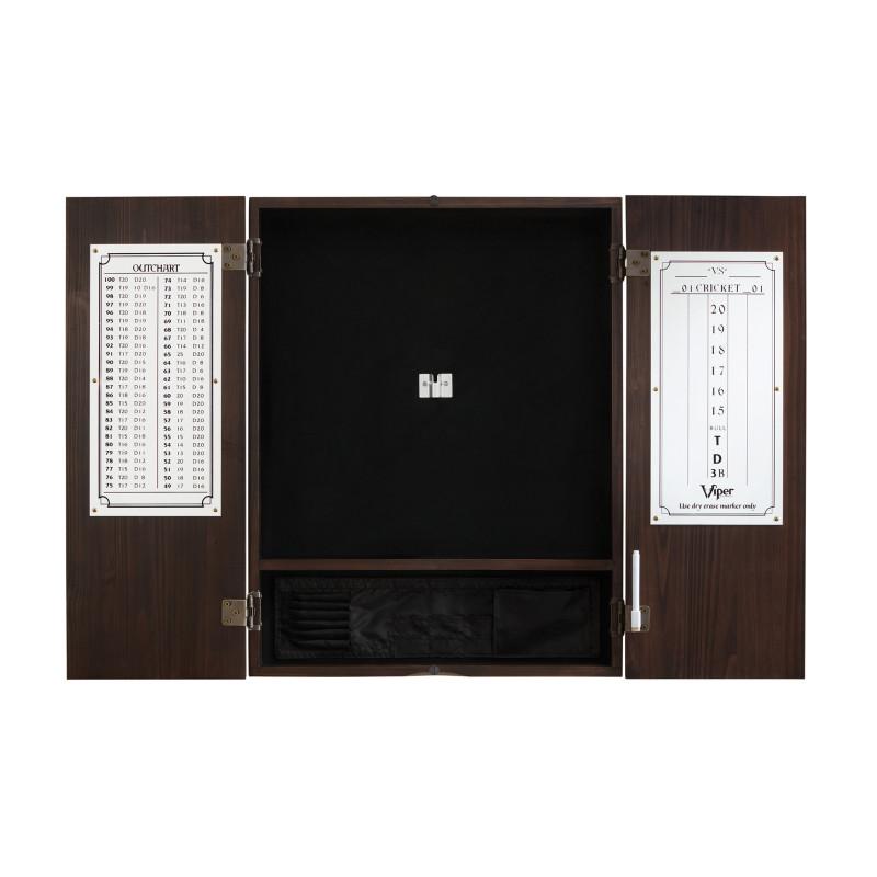 Viper Shot King Sisal Dartboard, Metropolitan Espresso Cabinet & Shadow Buster Dartboard Lights