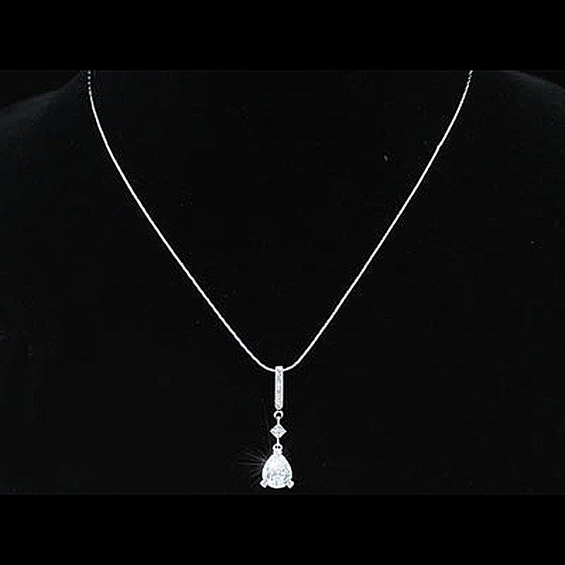 2 Carat Pear Cut Created Diamond Pendant Necklace XN254