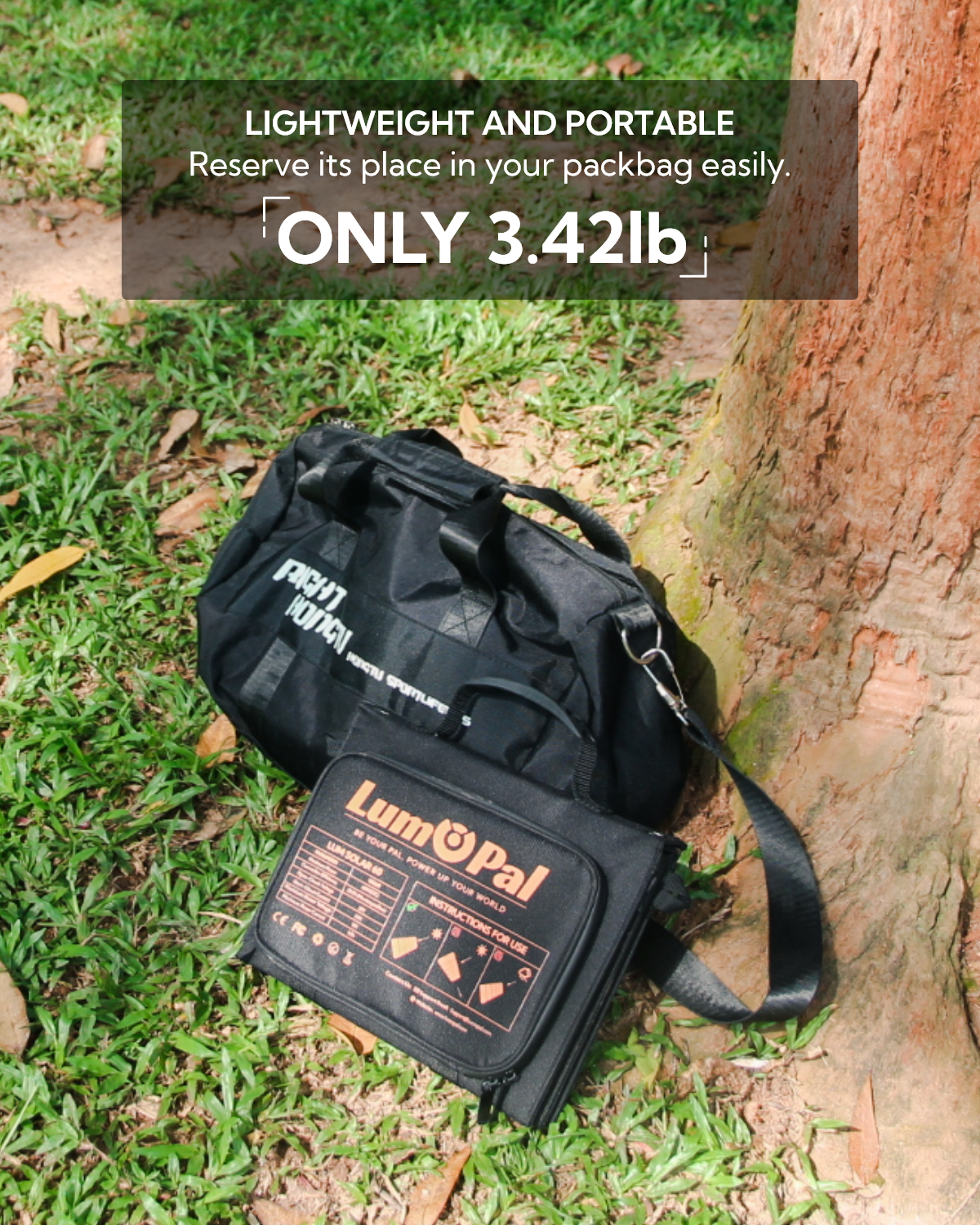 LUMOPAL 60W Foldable Portable Waterproof Solar Panel, Black-3